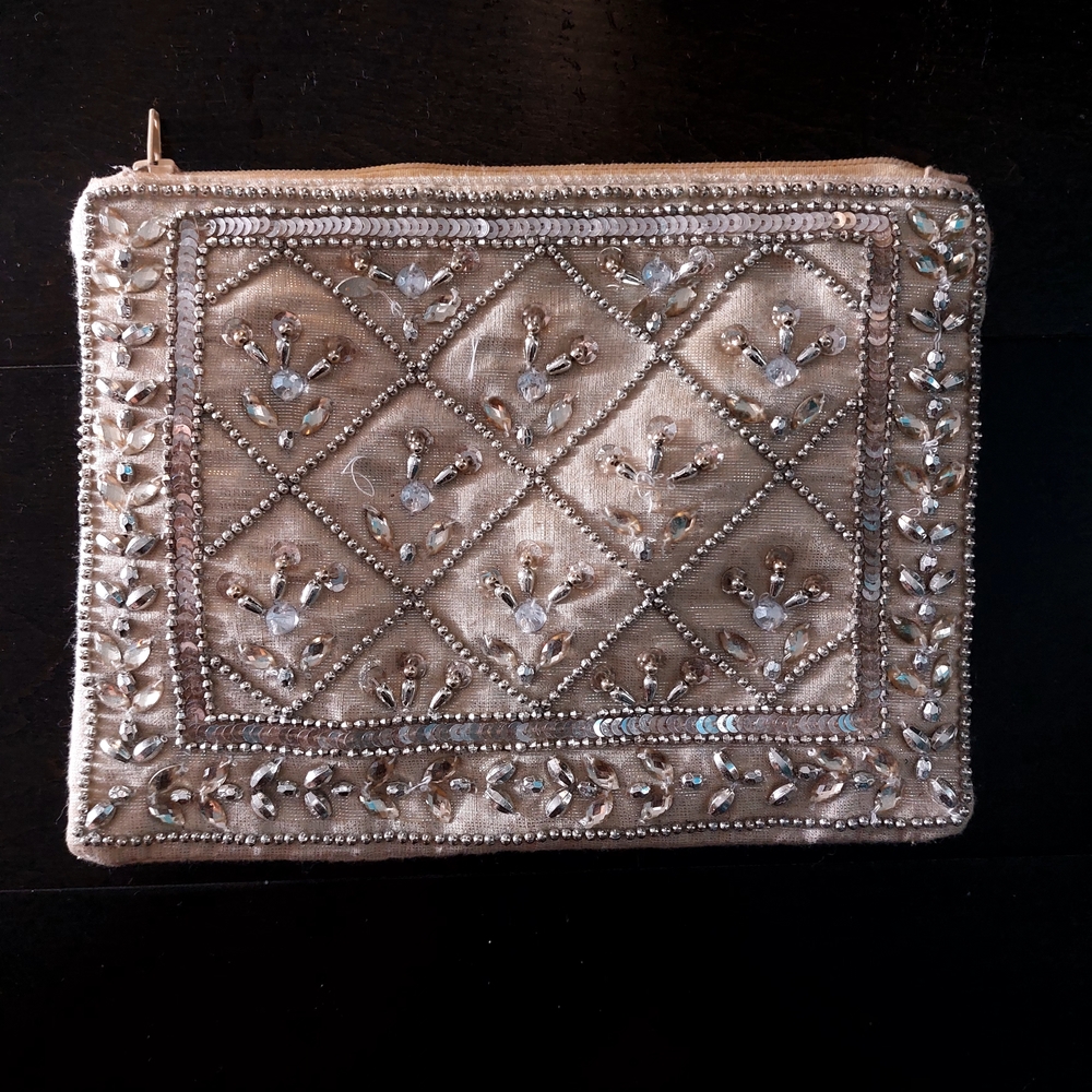 Soft Gold Beaded Pouch
